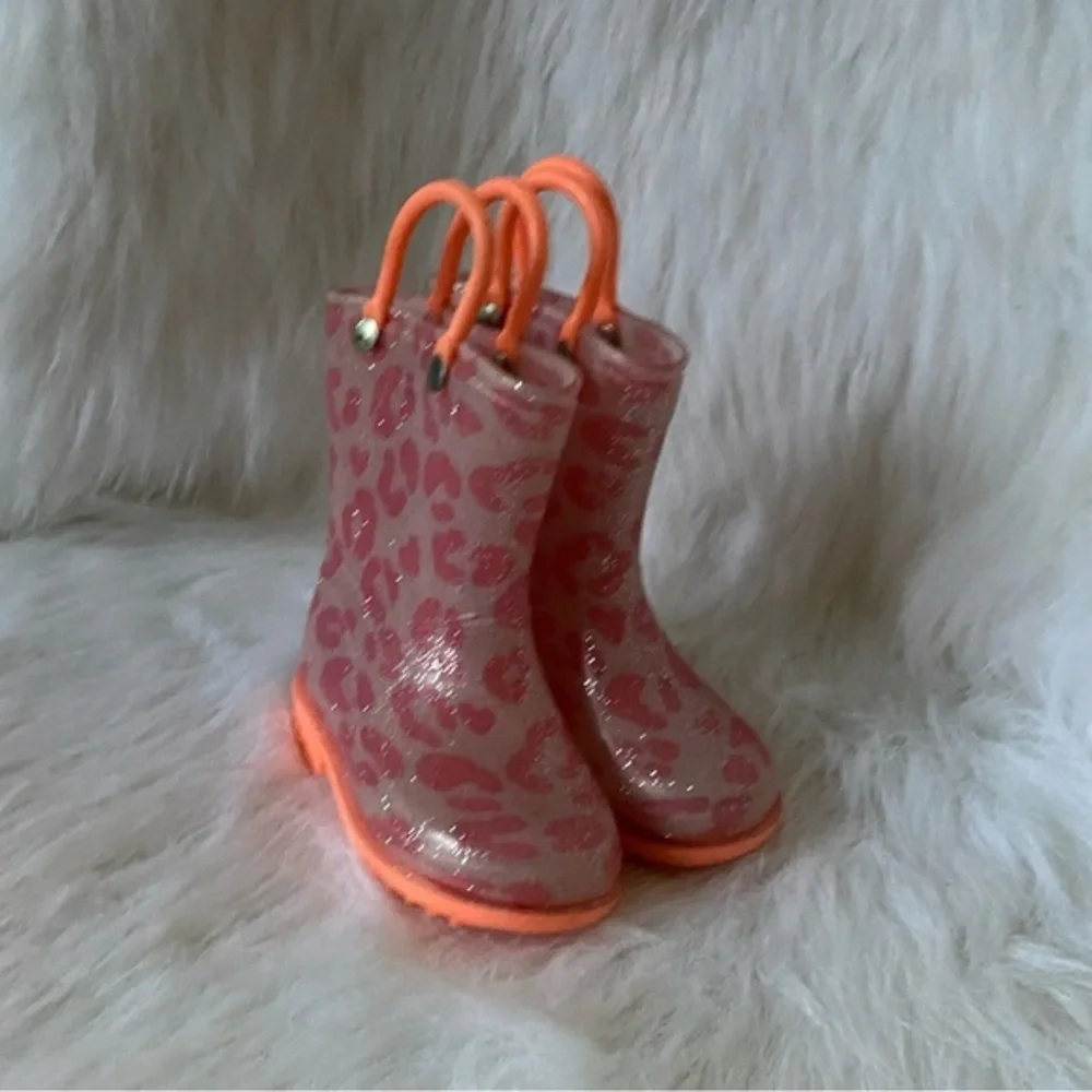 Zoogs Boots Girls‎ Size 5 Rain Slip On Orange-Pink
